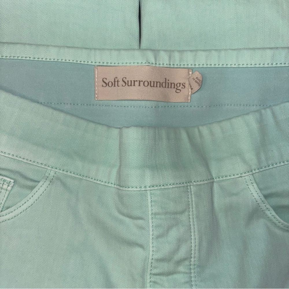 Soft Surroundings Jeans Ultimate Denim Pull On Straight Leg Mint Green Size PM - Picture 9 of 13